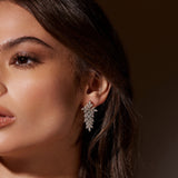 Crystal Cascading Earrings M | Silver