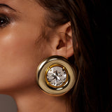 Round Earrings With Crystals | Silver