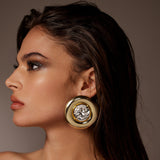 Round Earrings With Crystals | Silver