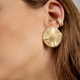 Solar Medallion Earrings | Silver