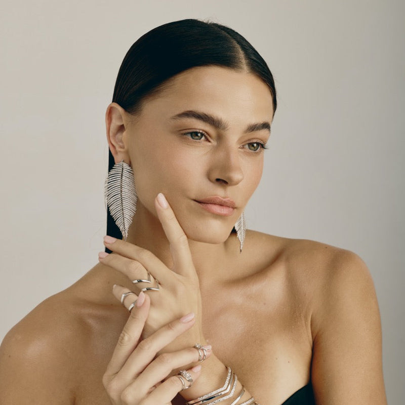 Free Feather Earrings -  Crystal | Silver