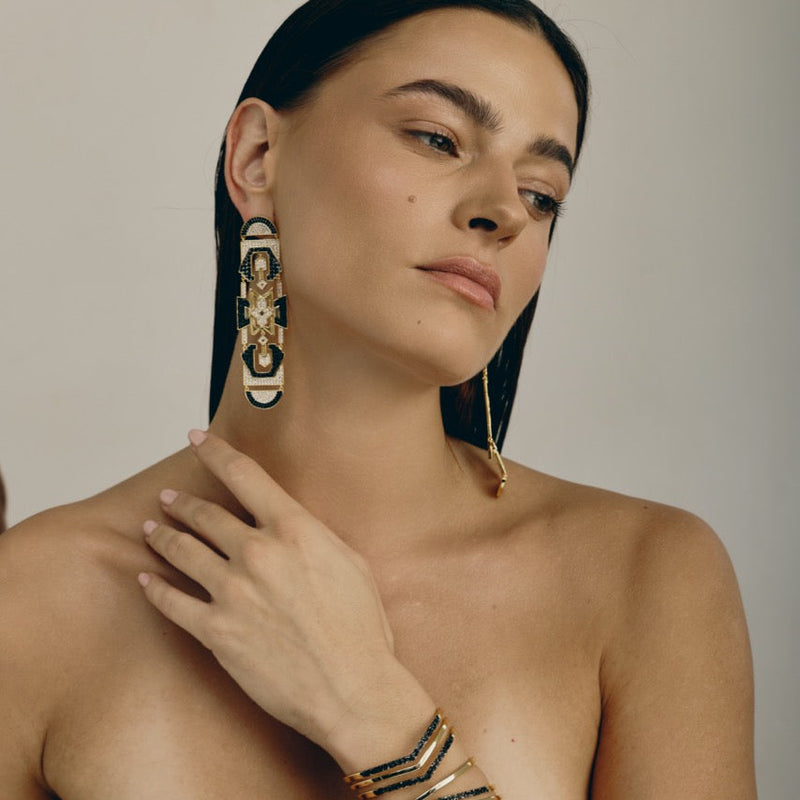 Bond Earrings | Gold - Black