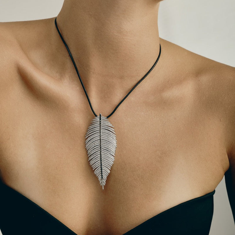 Free Feather Necklace -  Crystal | Silver