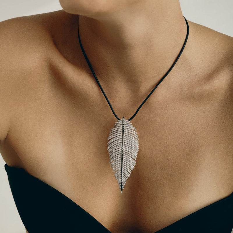 Free Feather Necklace -  Crystal | Silver