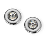 Round Earrings With Crystals | Silver