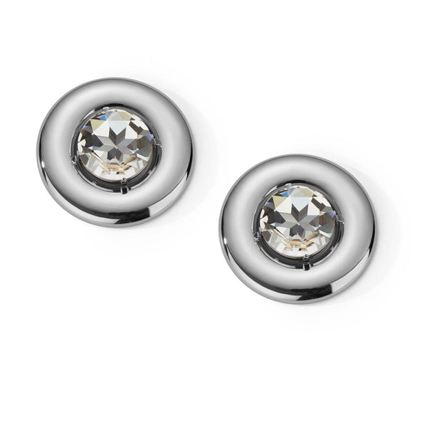 Round Earrings With Crystals | Silver