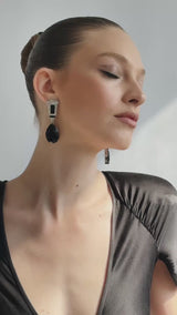 Black Drop Earrings | Silver