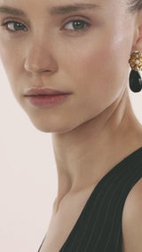 Flare Drop Earrings Black | Gold