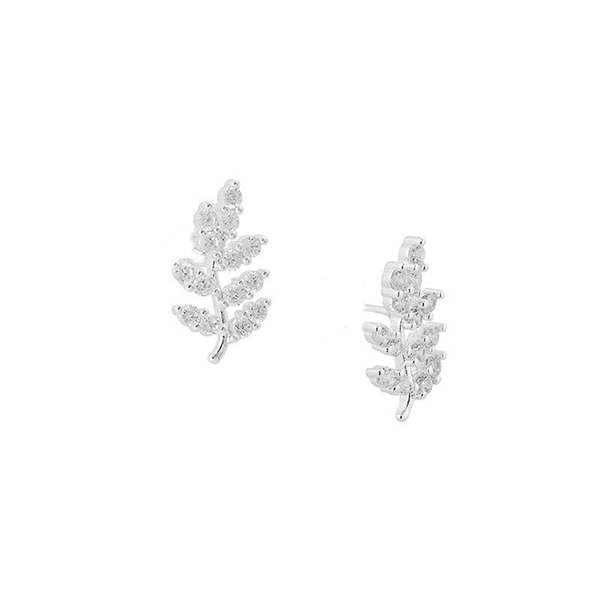 Crystal Leaves Earrings | Silver