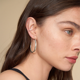 Moon Hoop Earrings S | Silver